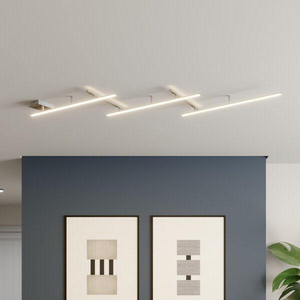 Trio Lighting Indira, vrtljiva LED stropna svetilka, dimmer, nikelj, zatemnjen, Siva, Dnevna soba / jedilnica, Kovina, Sodobni