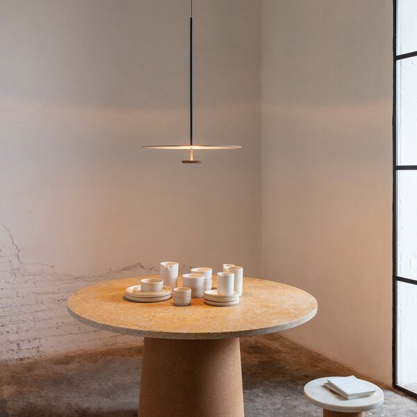 Vibia Flat LED viseča svetilka 1-žarek Ø 55 cm siva L1, zatemnjen, Siva, Dnevna soba / jedilnica, Kovina, Sodobni
