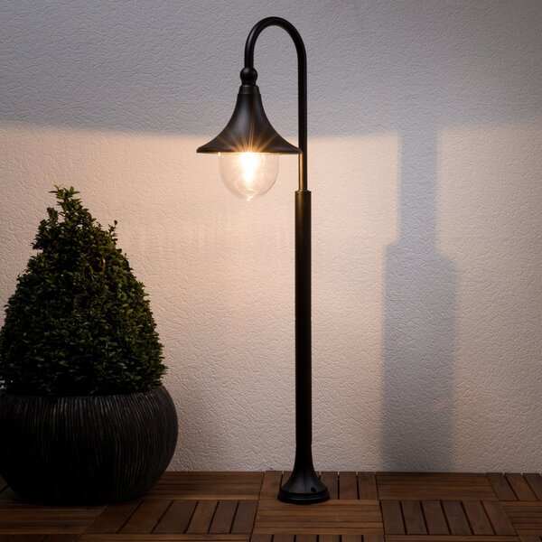 Lindby Daphne luč za pot, 120 cm, črna, kovina, E27, zatemnjen, Črna, Aluminij, Sodobni