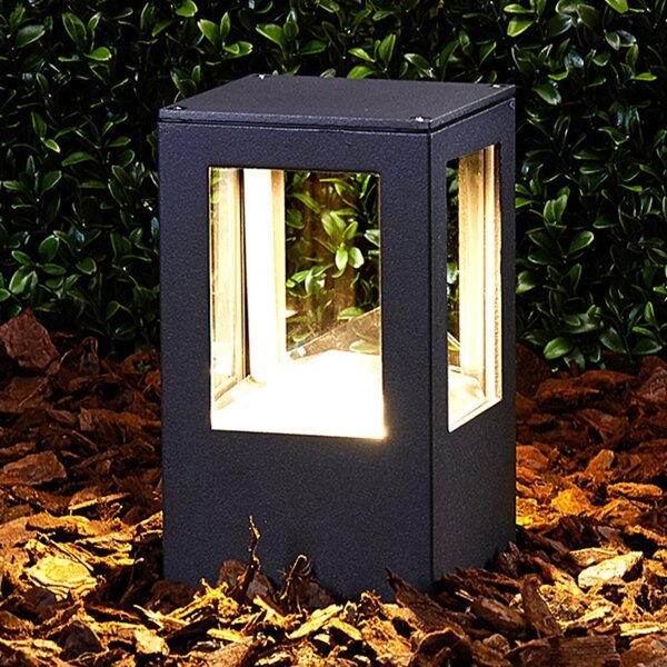Lucande LED svetilka za podstavek Nicola, 20 cm, antracit, IP54, Črna, Aluminij, Sodobni