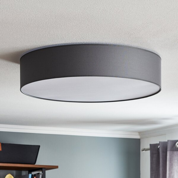 TK Lighting Stropna svetilka Rondo, siva Ø 60 cm, zatemnjen, Siva, spalnica, Tkanine / tekstil, Sodobni