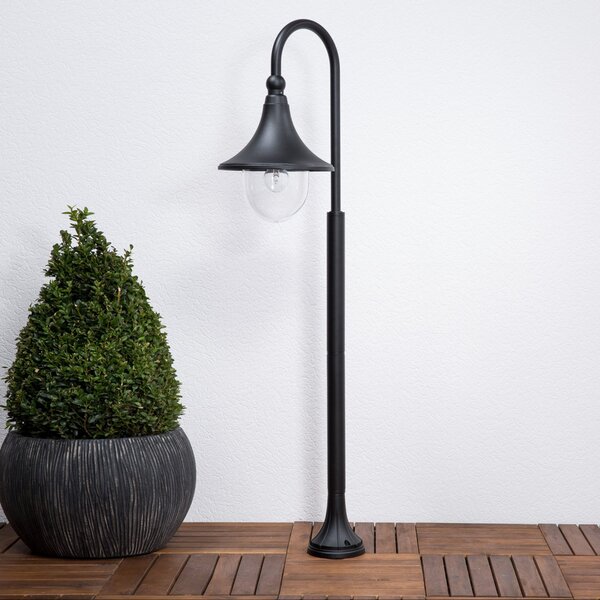 Lindby Daphne luč za pot, 120 cm, črna, kovina, E27, zatemnjen, Črna, Aluminij, Sodobni
