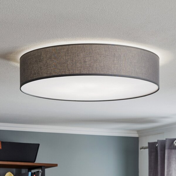 TK Lighting Stropna svetilka Rondo, siva Ø 60 cm, zatemnjen, Siva, spalnica, Tkanine / tekstil, Sodobni