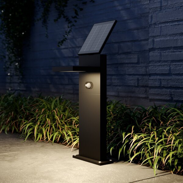 Lucande LED solarna valovna svetilka Silvan, 60 cm, senzor, antracit, Črna, Aluminij, Sodobni, Solarne luči