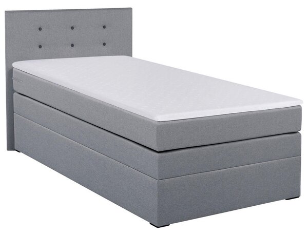 BOXSPRING POSTELJA 90 cm x 200 cm , tekstil, leseni material siva
