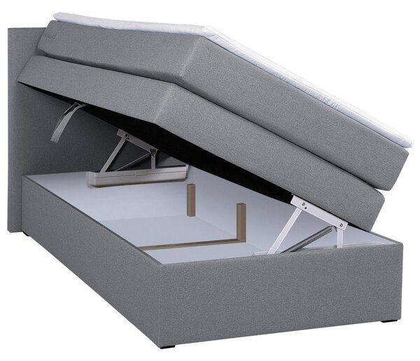 BOXSPRING POSTELJA 90 cm x 200 cm , tekstil, leseni material siva