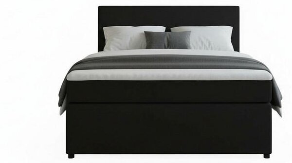 BOXSPRING POSTELJA 140 cm x 200 cm , tekstil, leseni material barve grafita