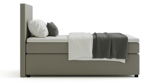 BOXSPRING POSTELJA 90 cm x 200 cm , tekstil, leseni material siva