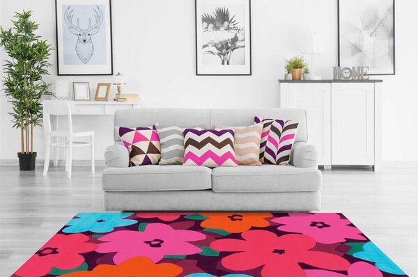 RAVNO TKANA PREPROGA 140/200 cm taftano večbarvno, pink