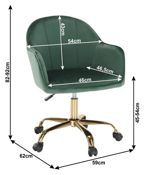 KONDELA Pisarniški stol, žamet, zelena/zlata, EROL