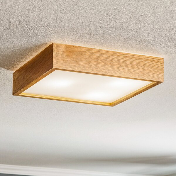 TEMAR LIGHTING Stropna svetilka Quatro DR z lesenim okvirjem, 38,5 cm, zatemnjen, Les, Dnevna soba / jedilnica, Les, Sodobni