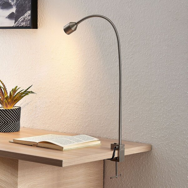 Lindby LED svetilo Hanilo, višina 80 cm, nikelj, kovina, Siva, Študija / pisarna, Kovina, Sodobni, Svetilka za branje