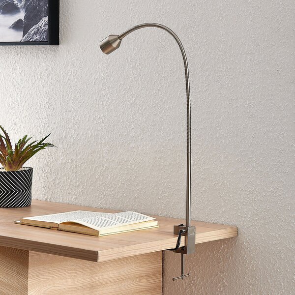 Lindby LED svetilo Hanilo, višina 80 cm, nikelj, kovina, Siva, Študija / pisarna, Kovina, Sodobni, Svetilka za branje