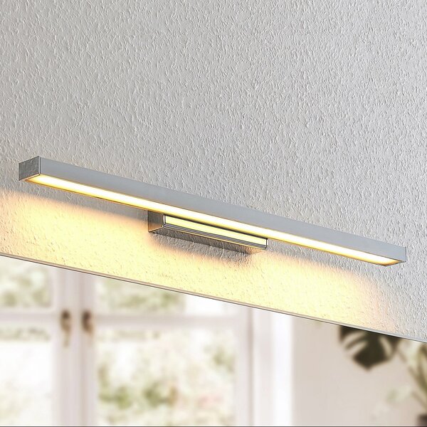 Lindby LED svetilka za ogledalo Alenia, 60 cm, krom, aluminij, IP44, Kovinska, Kopalnica, Kovina, Sodobni