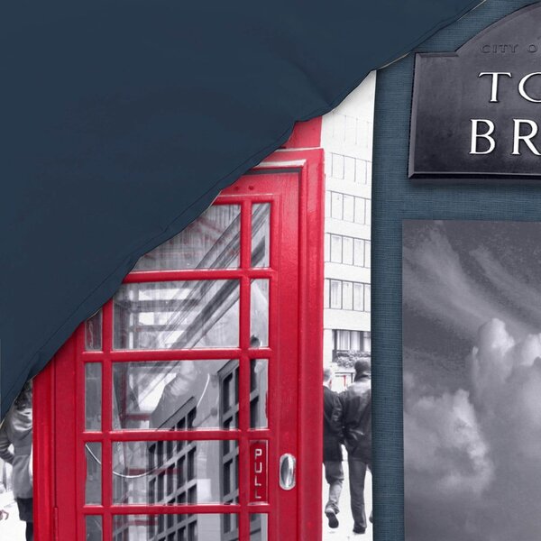 Temno modra enojna bombažna posteljnina 140x200 cm City London – douceur d'intérieur