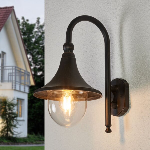 Lindby zunanja stenska svetilka Daphne, starinsko črna, kovina, E27, zatemnjen, Črna, Aluminij, Antični