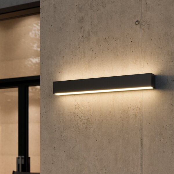 Lucande LED-stenna svetilka Lengo, 50 cm, antracitna, svetloba navzgor/navzdol,, Črna, Aluminij, Sodobni