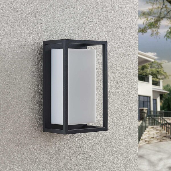 Lucande LED zunanja stenska svetilka Ilirian, antracit, aluminij, 15 cm, Črna, Aluminij, Sodobni