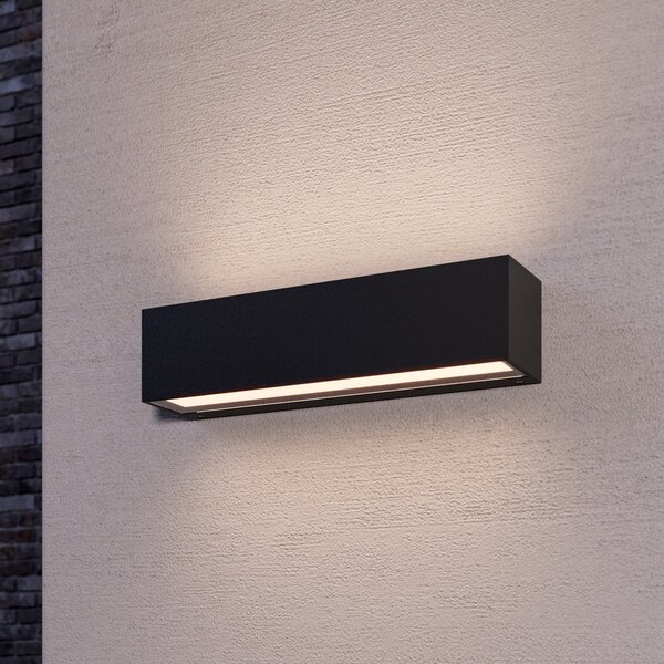Lucande LED stenska svetilka Lengo, 25 cm antracit, navzgor/navzdol 3000 K, Črna, Kovina, Sodobni