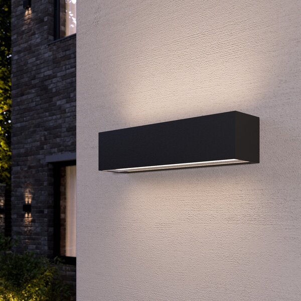 Lucande LED stenska svetilka Lengo, 25 cm antracit, navzgor/navzdol 3000 K, Črna, Kovina, Sodobni
