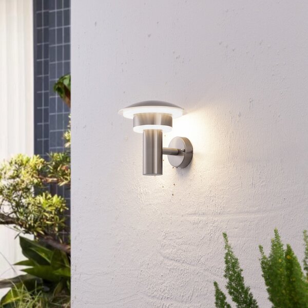 Lindby LED zunanja stenska svetilka Lillie, višina 19 cm, nerjaveče jeklo, Kovinska, Kovina, Sodobni