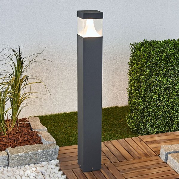 Lucande LED-svetilka Egon, višina 90 cm, grafitno siva, IP54, Črna, Kovina, Sodobni