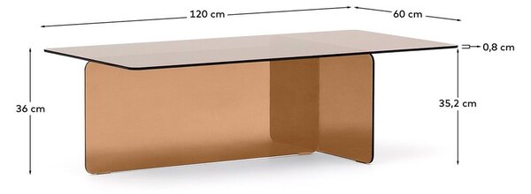 Rjava steklena mizica 60x120 cm Zaren – Kave Home