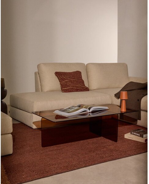 Rjava steklena mizica 60x120 cm Zaren – Kave Home