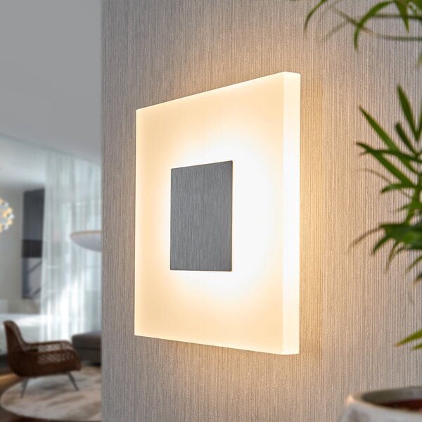 Lucande LED stenska svetilka Berlind, 26 cm, bela, steklo, kovina, Bela, Dnevna soba / jedilnica, Plastika, Sodobni