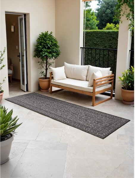 Črno-bel zunanji in notranji tekač 80x250 cm Duet Kona – NORTHRUGS
