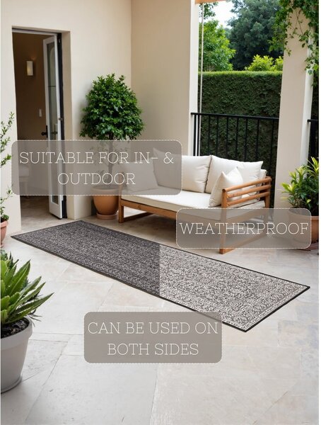 Črno-bel zunanji in notranji tekač 80x250 cm Duet Kona – NORTHRUGS