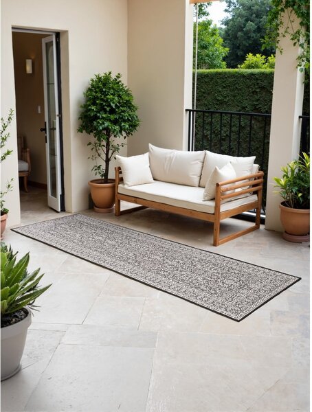 Črno-bel zunanji in notranji tekač 80x250 cm Duet Kona – NORTHRUGS