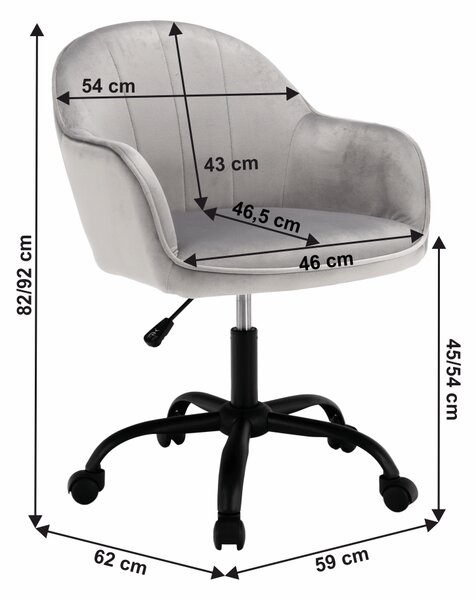 KONDELA Pisarniški stol, žamet, svetlo siva/črna, EROL