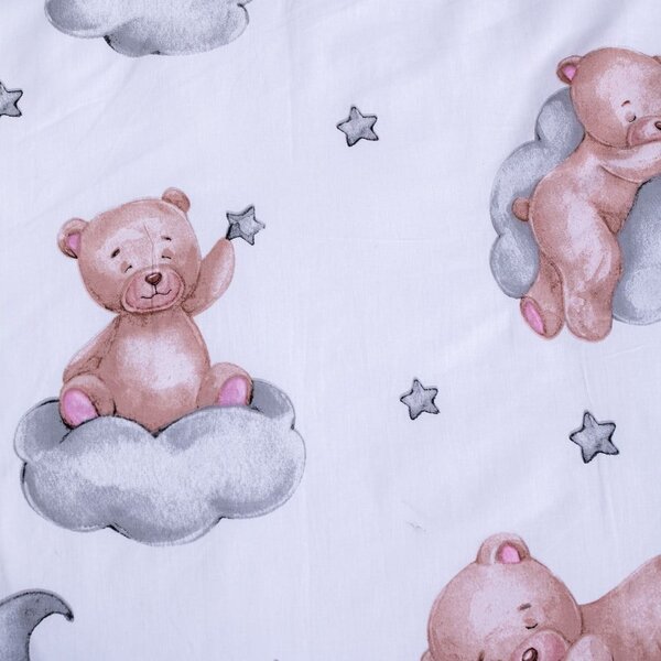 Bela bombažna otroška posteljnina za otroško posteljico 100x135 cm Teddy Bear "Ribbon" – Jerry Fabrics