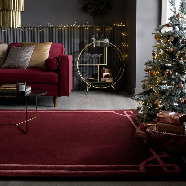 Bordo rdeča ročno tkana volnena preproga 200x290 cm Gatsby – Flair Rugs