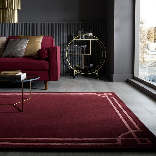 Bordo rdeča ročno tkana volnena preproga 200x290 cm Gatsby – Flair Rugs