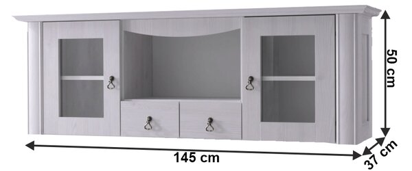 KONDELA Viseča omarica DA16, bor v beli barvi, VILAR