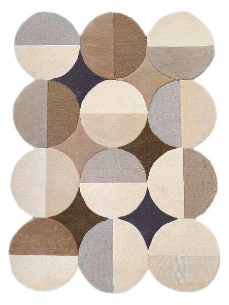 Sivo-bež ročno tkana volnena preproga 160x230 cm Mia Ellipse – Flair Rugs