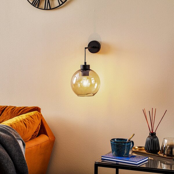 TK Lighting Stenna svetilka Cubus, črna/dimno siva, steklo, višina 30 cm, E27, zatemnjen, Siva, Dnevna soba / jedilnica, Steklo, Sodobni, Globus