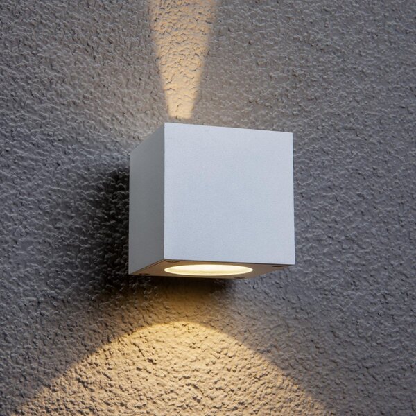 Lucande LED zunanja stenska svetilka Jarno, bela, kovinska, 9cm, Bela, Kovina, Sodobni, Stenska vtičnica zgoraj / spodaj