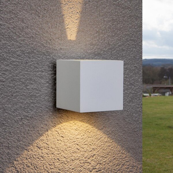 Lucande LED zunanja stenska svetilka Jarno, bela, kovinska, 9cm, Bela, Kovina, Sodobni, Stenska vtičnica zgoraj / spodaj