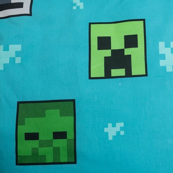 Zeleno-modra enojna bombažna otroška posteljnina 140x200 cm Minecraft "Mobs Here" – Jerry Fabrics