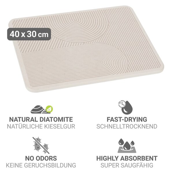 Bež odcejalna podloga iz diatomejske zemlje 40x30 cm Damon – Wenko