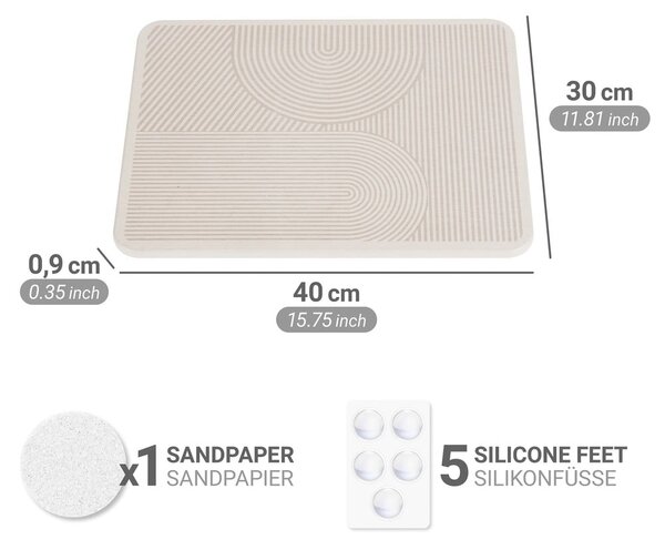 Bež odcejalna podloga iz diatomejske zemlje 40x30 cm Damon – Wenko