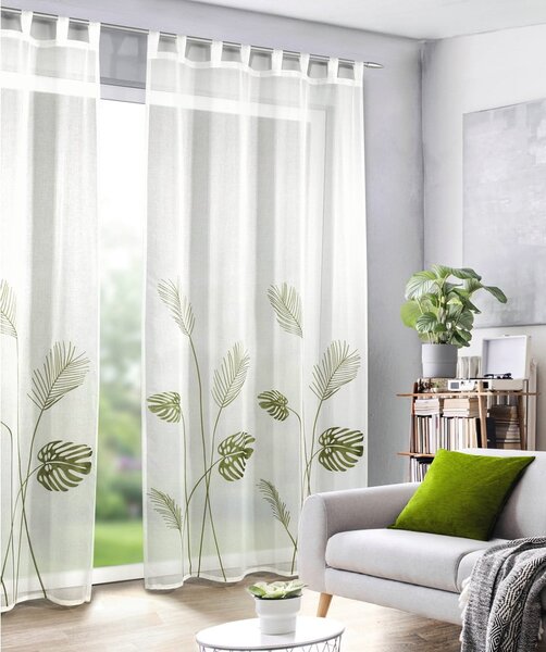 Belo-zelena prosojna zavesa iz tančice 135x245 cm – Sehlbach