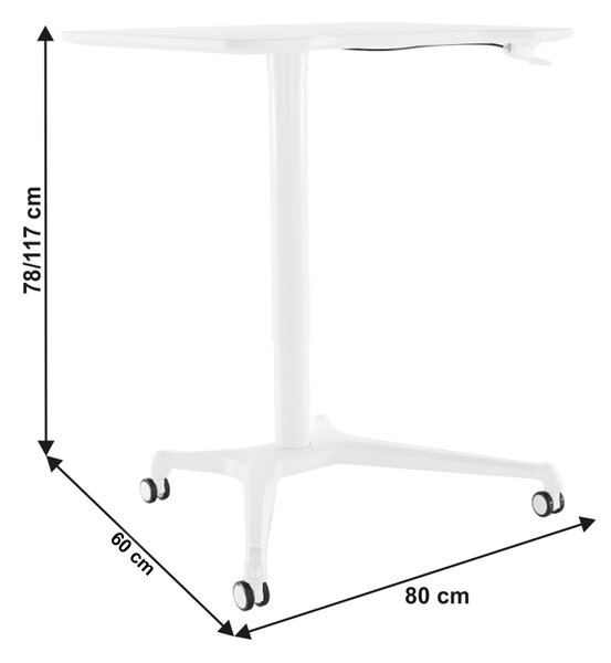 KONDELA Delovna miza z nastavljivo višino, bela, NIXON