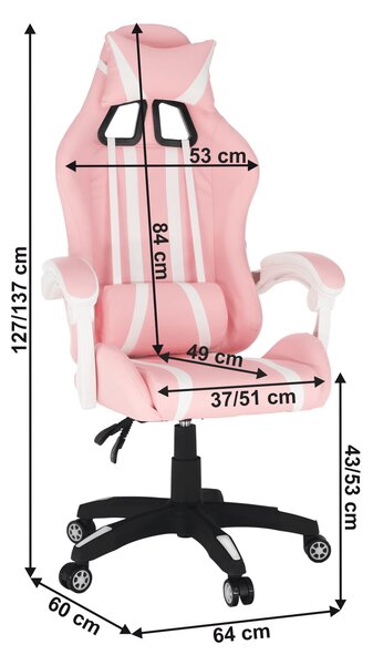 KONDELA Pisarniški/igralni stol, roza/bela, PINKY