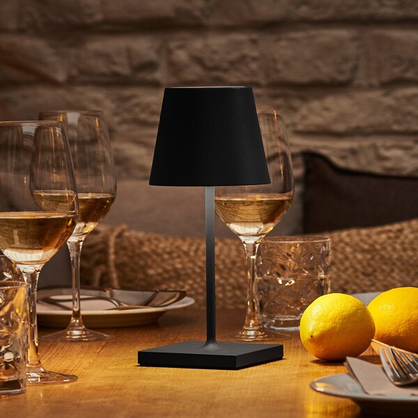Sigor Nuindie mini LED namizna svetilka za polnjenje, USB-C, črna, IP54, zatemnitev., zatemnjen, Črna, Dnevna soba / jedilnica, Aluminij, Sodobni