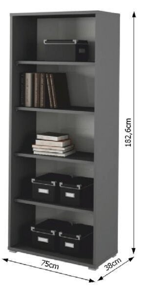 KONDELA Regal s policami, grafit, RIOMA New, TIP 3