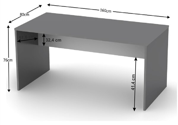 KONDELA Pisalna miza, grafit/bela, RIOMA NEW, TIP 16